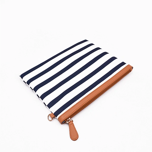 Blue Stripes Portable Mommy Handbag Diaper Handbag Neutral Easy-Carry Baby Bag With Changing Pad