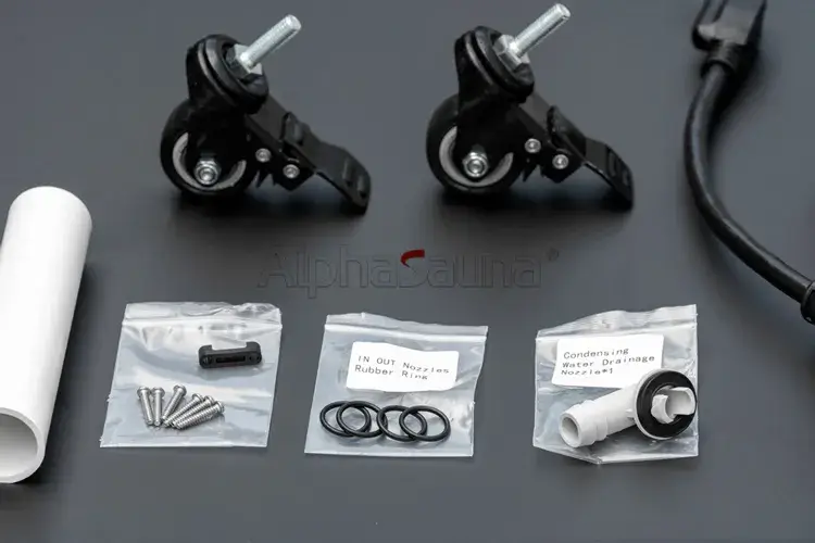 Alphasauna cold plunge chiller moving wheel