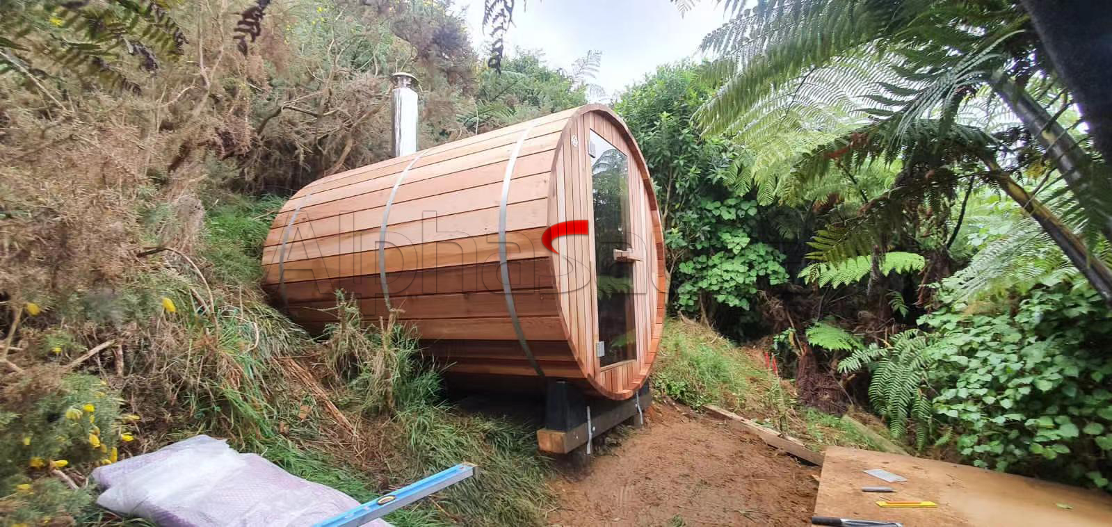 barrel sauna wood burning