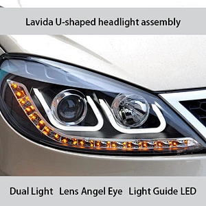 Headlight assembly xenon lens U-shaped light guide LED conversion tuning light for 08-11 models Volkswagen Lavida
