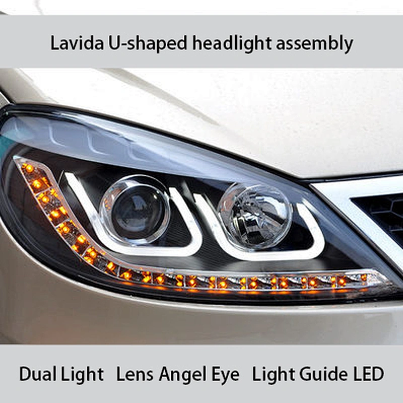 Headlight assembly xenon lens U-shaped light guide LED conversion tuning light for 08-11 models Volkswagen Lavida