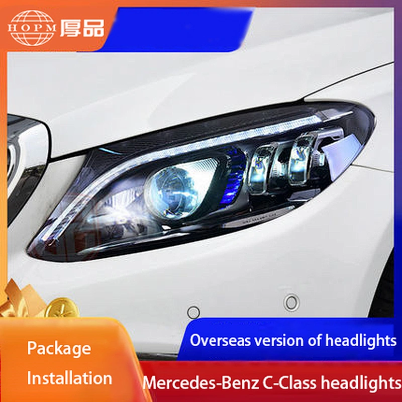 Headlight Assembly Full LED Tuning Light Source Retrofit Streaming Turn Signal for 15-21 Mercedes-Benz C-Class W205