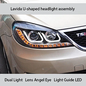 Headlight assembly xenon lens U-shaped light guide LED conversion tuning light for 08-11 models Volkswagen Lavida