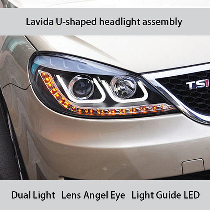 Headlight assembly xenon lens U-shaped light guide LED conversion tuning light for 08-11 models Volkswagen Lavida