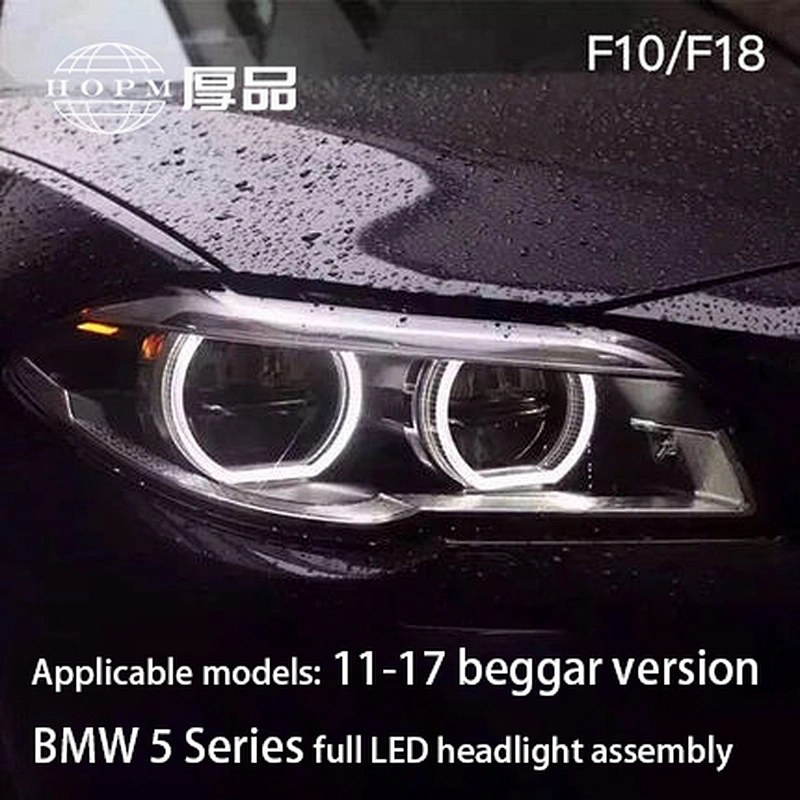 LED Headlight Assembly Angel Eye Retrofit Tuning Light for 11-17 BMW 5 Series F10 F18 525i 528i 530