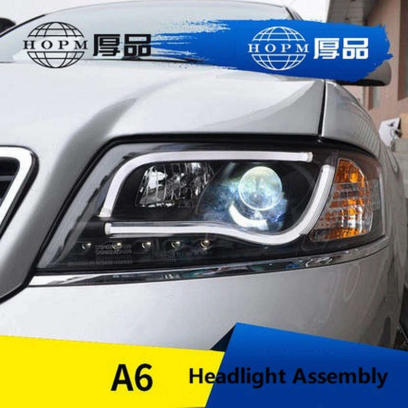 Tuning Light Xenon Headlamp LED Light-guide Tear-eyes Lens Modified Headlight Assembly For Old A6 1999-2004