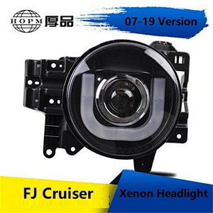 Headlights Double Light Lens U Shape Light-guide LED Angel Eyes Modified Xenon Tuning Light For FJ Cruiser 07-19 Version