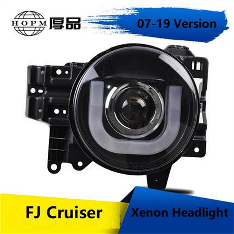 Headlights Double Light Lens U Shape Light-guide LED Angel Eyes Modified Xenon Tuning Light For FJ Cruiser 07-19 Version