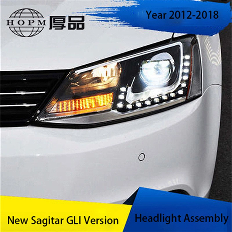 Headlight Assembly Tuning Light LED Tear Eye Daytime Running Q5 Double Light Lens Modified Xenon For Sagitar 12-18 GLI version