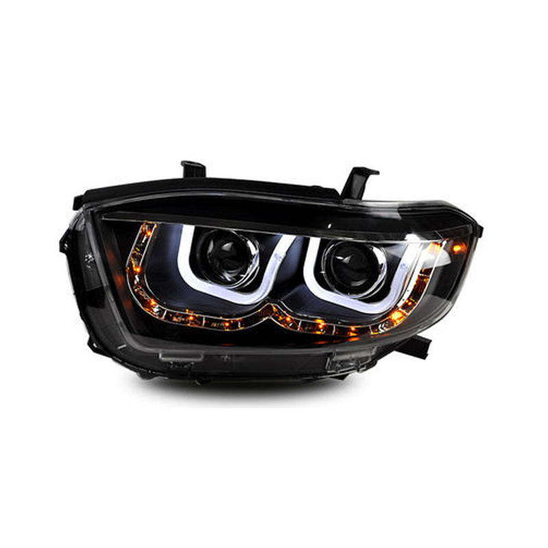 Headlights Xenon dual lens U-shaped angel eyes retrofit headlight assembly tuning light for 09-11 models Toyota Highlander