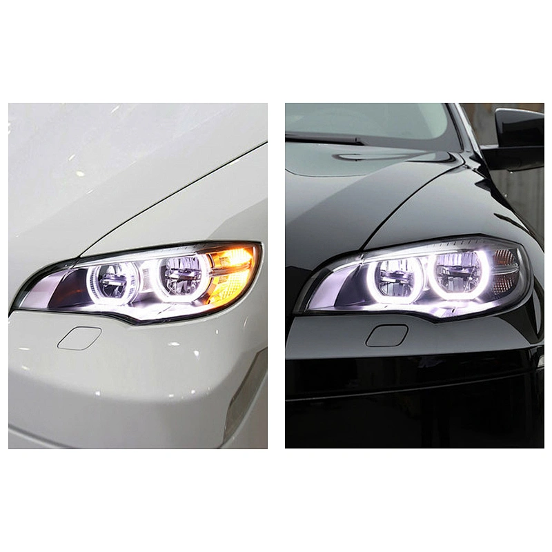 Headlight assembly modification old to new LED headlights angel eyes daytime running lights for 08-13 models  BMW x6