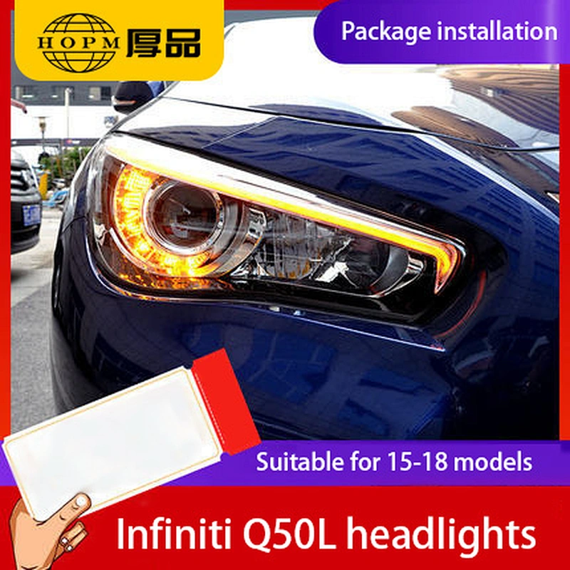 Headlight assembly high configuration LED daytime running light lens tuning light for 15-18 models Infiniti Q50L
