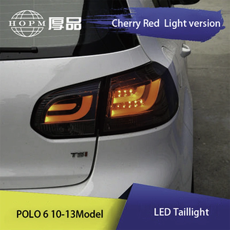 Taillight LED guide light cherry red model modified black high tail light assembly tuning light for 10-12 Volkswagen Golf 6