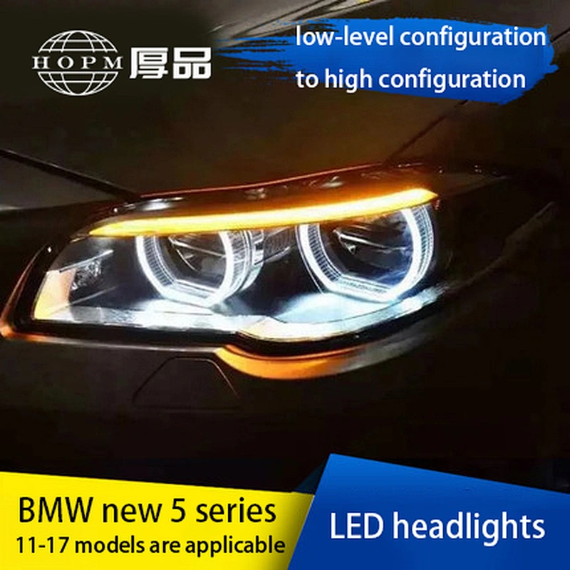 LED Headlight Assembly Angel Eye Retrofit Tuning Light for 11-17 BMW 5 Series F10 F18 525i 528i 530
