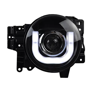 Headlights Double Light Lens U Shape Light-guide LED Angel Eyes Modified Xenon Tuning Light For FJ Cruiser 07-14 Version