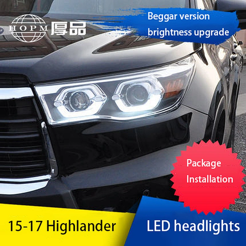 LED Headlights Q5 lens light guide led daytime running lights xenon headlight assembly tuning light for 15-17 models  Toyota Highlander