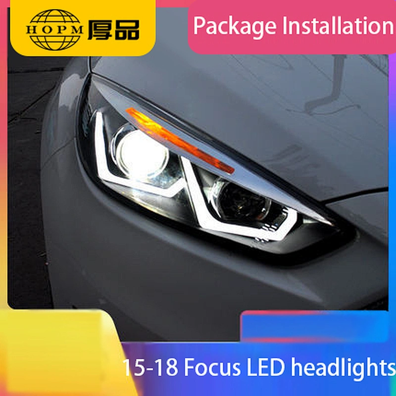 Headlight assembly lens led daytime running light conversion xenon lights tuning light for 15-18 Ford Focus