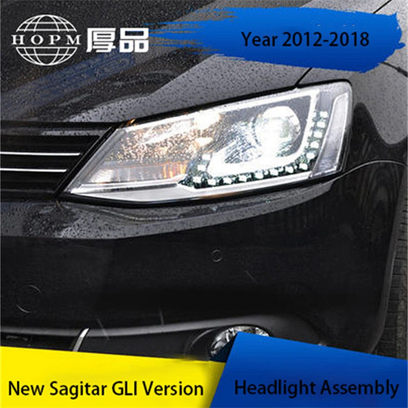 Headlight Assembly Tuning Light LED Tear Eye Daytime Running Q5 Double Light Lens Modified Xenon For Sagitar 12-18 GLI version