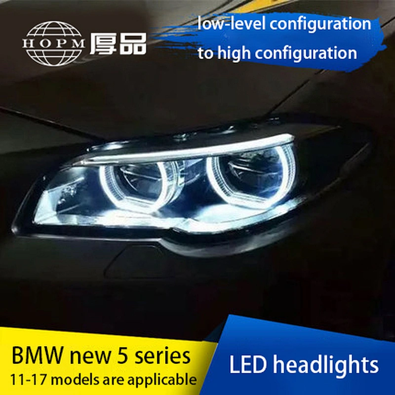 LED Headlight Assembly Angel Eye Retrofit Tuning Light for 11-17 BMW 5 Series F10 F18 525i 528i 530