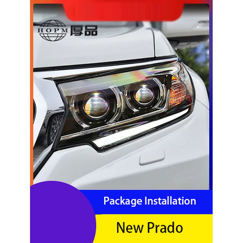 Headlight assembly modified high with led streaming turn signal xenon headlight lens tuning light for 14-19 models Toyota Prado