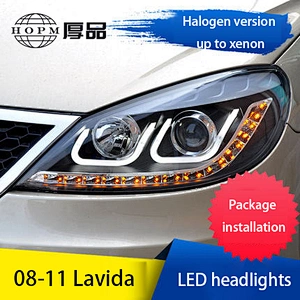 Headlight assembly xenon lens U-shaped light guide LED conversion tuning light for 08-11 models Volkswagen Lavida