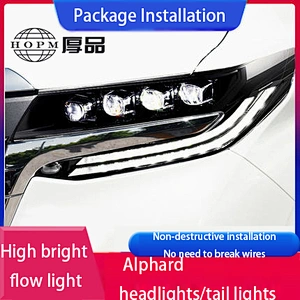 LED headlight Light Retrofit three-eye lens headlight assembly tuning light for 19-20 Toyota Vellfire / Alphard