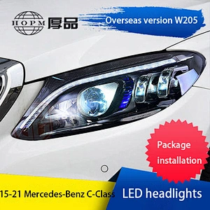 Headlight Assembly Full LED Tuning Light Source Retrofit Streaming Turn Signal for 15-21 Mercedes-Benz C-Class W205