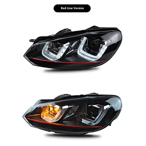 Xenon HeadLight Assembly Tuning Light Double U shape High And Low Integration Double Lens Modified For Golf 6 2010-2013