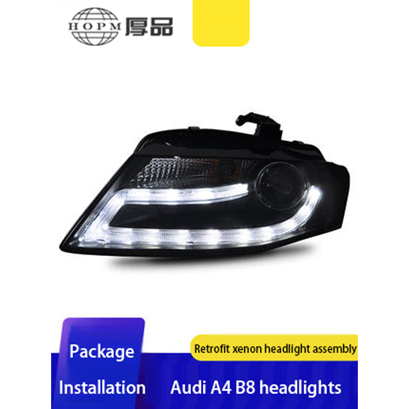 Headlight assembly Retrofit lens LED light band tuning light for 09-12 models Audi A4L B8