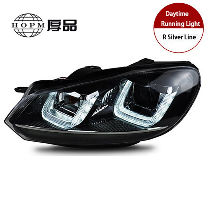 Xenon HeadLight Assembly Tuning Light Double U shape High And Low Integration Double Lens Modified For Golf 6 2010-2013