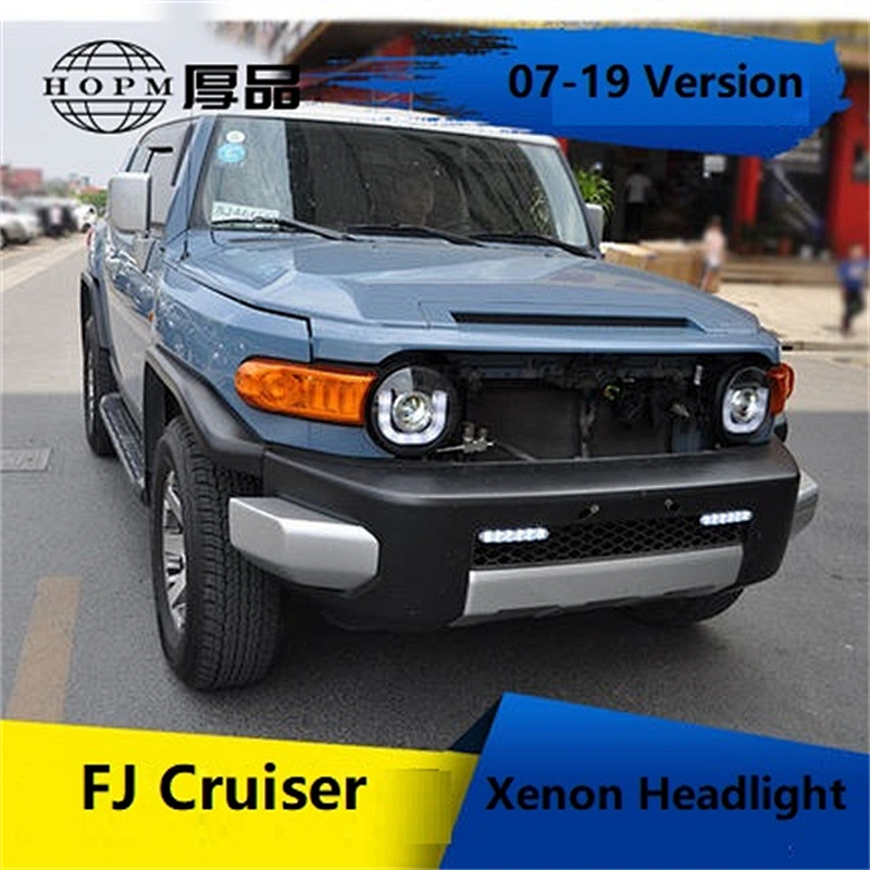 Headlights Double Light Lens U Shape Light-guide LED Angel Eyes Modified Xenon Tuning Light For FJ Cruiser 07-19 Version