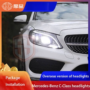 Headlight Assembly Full LED Tuning Light Source Retrofit Streaming Turn Signal for 15-21 Mercedes-Benz C-Class W205
