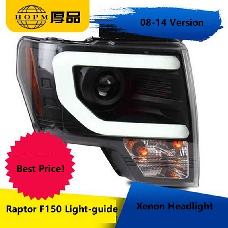 Xenon HeadLight Assembly Tuning Light C shape Light-guide Lens LED Modified Xenon Light For Raptor F150 2008-2014