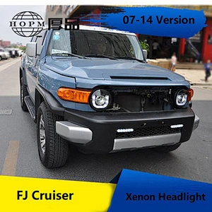 Headlights Double Light Lens U Shape Light-guide LED Angel Eyes Modified Xenon Tuning Light For FJ Cruiser 07-14 Version