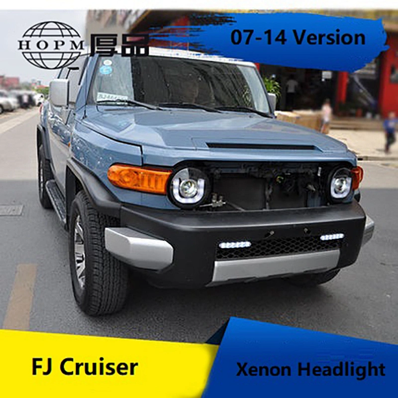Headlights Double Light Lens U Shape Light-guide LED Angel Eyes Modified Xenon Tuning Light For FJ Cruiser 07-14 Version
