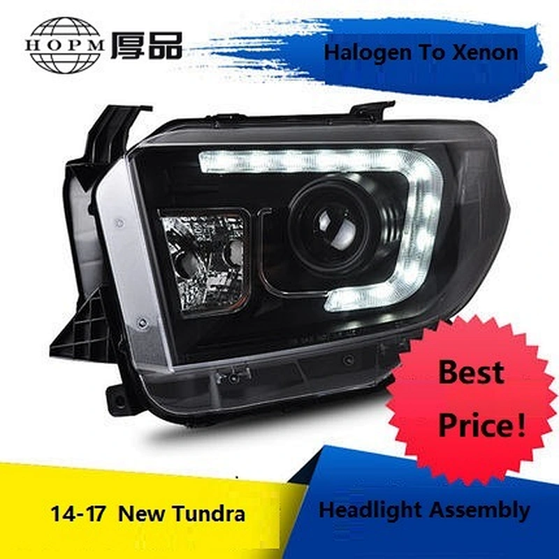 Tuning Light Headlight Assembly Daytime Running Light Double Light Lens Modified Xenon For New Tundra 2014-2017