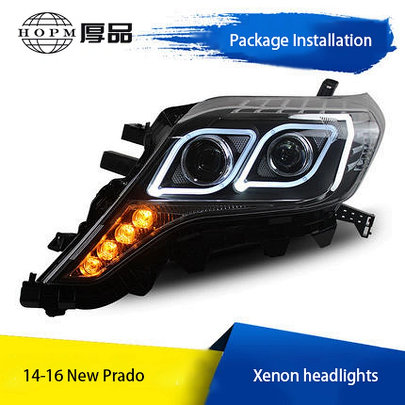 Headlight assembly retrofit lens LED angel eyes daytime running lights xenon lights tuning light for 14-16 Toyota Prado