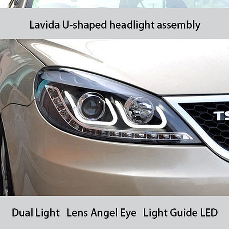 Headlight assembly xenon lens U-shaped light guide LED conversion tuning light for 08-11 models Volkswagen Lavida