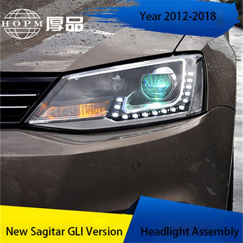 Headlight Assembly Tuning Light LED Tear Eye Daytime Running Q5 Double Light Lens Modified Xenon For Sagitar 12-18 GLI version