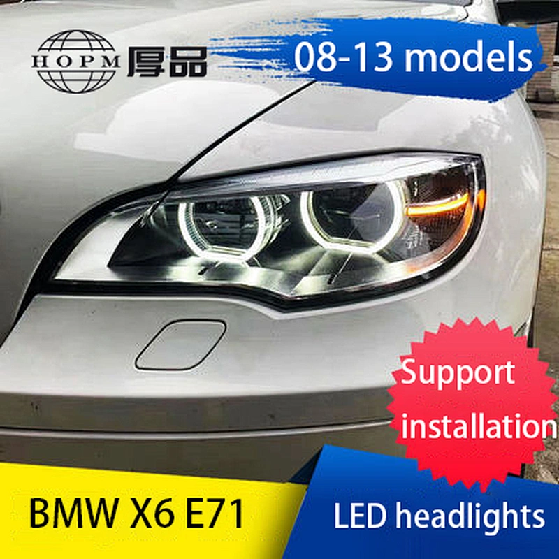 Headlight assembly modification old to new LED headlights angel eyes daytime running lights for 08-13 models  BMW x6