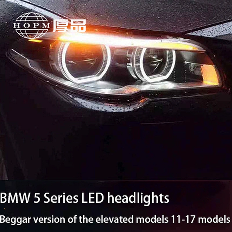 LED Headlight Assembly Angel Eye Retrofit Tuning Light for 11-17 BMW 5 Series F10 F18 525i 528i 530