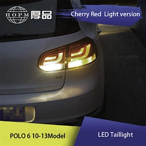 Taillight LED guide light cherry red model modified black high tail light assembly tuning light for 10-12 Volkswagen Golf 6