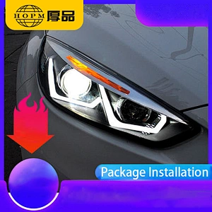 Headlight assembly lens led daytime running light conversion xenon lights tuning light for 15-18 Ford Focus