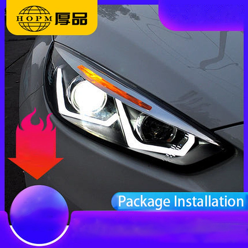 Headlight assembly lens led daytime running light conversion xenon lights tuning light for 15-18 Ford Focus