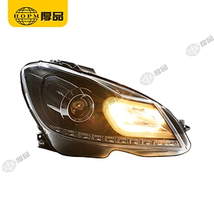 Headlight Assembly Tuning Light Modified Double Beam Light Original Car Halogen Version Black Background For C Class W204 11-14