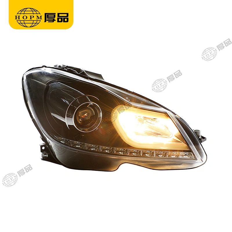Headlight Assembly Tuning Light Modified Double Beam Light Original Car Halogen Version Black Background For C Class W204 11-14
