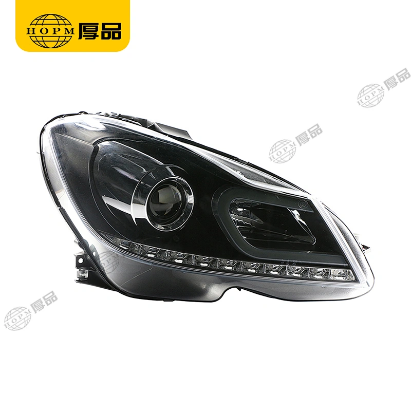 Headlight Assembly Tuning Light Modified Double Beam Light Original Car Halogen Version Black Background For C Class W204 11-14
