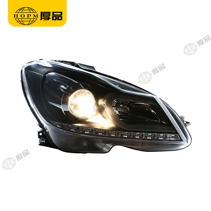 Headlight Assembly Tuning Light Modified Double Beam Light Original Car Halogen Version Black Background For C Class W204 11-14