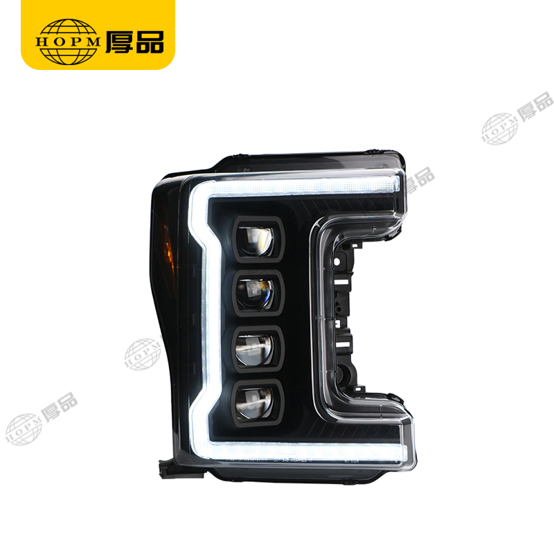Headlight Assembly Tuning Light Modified All LED Light Black Background Original Car Halogen Version For F250 17-UP