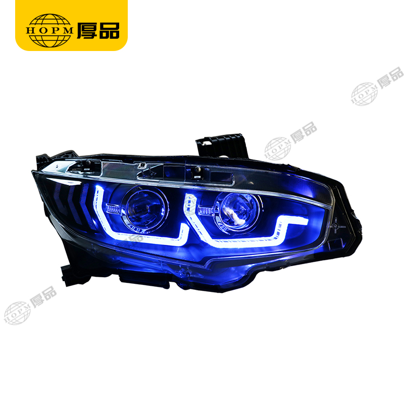 Headlight Assembly Tuning Light Modified Automotive lighting Double Beam A Touch Of Blue Horse Racing For CI-VIC 10TH 16-18